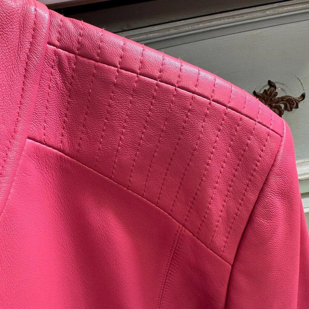 Valerie Stevens Vibrant Pink Leather Jacket - Picture 11 of 15